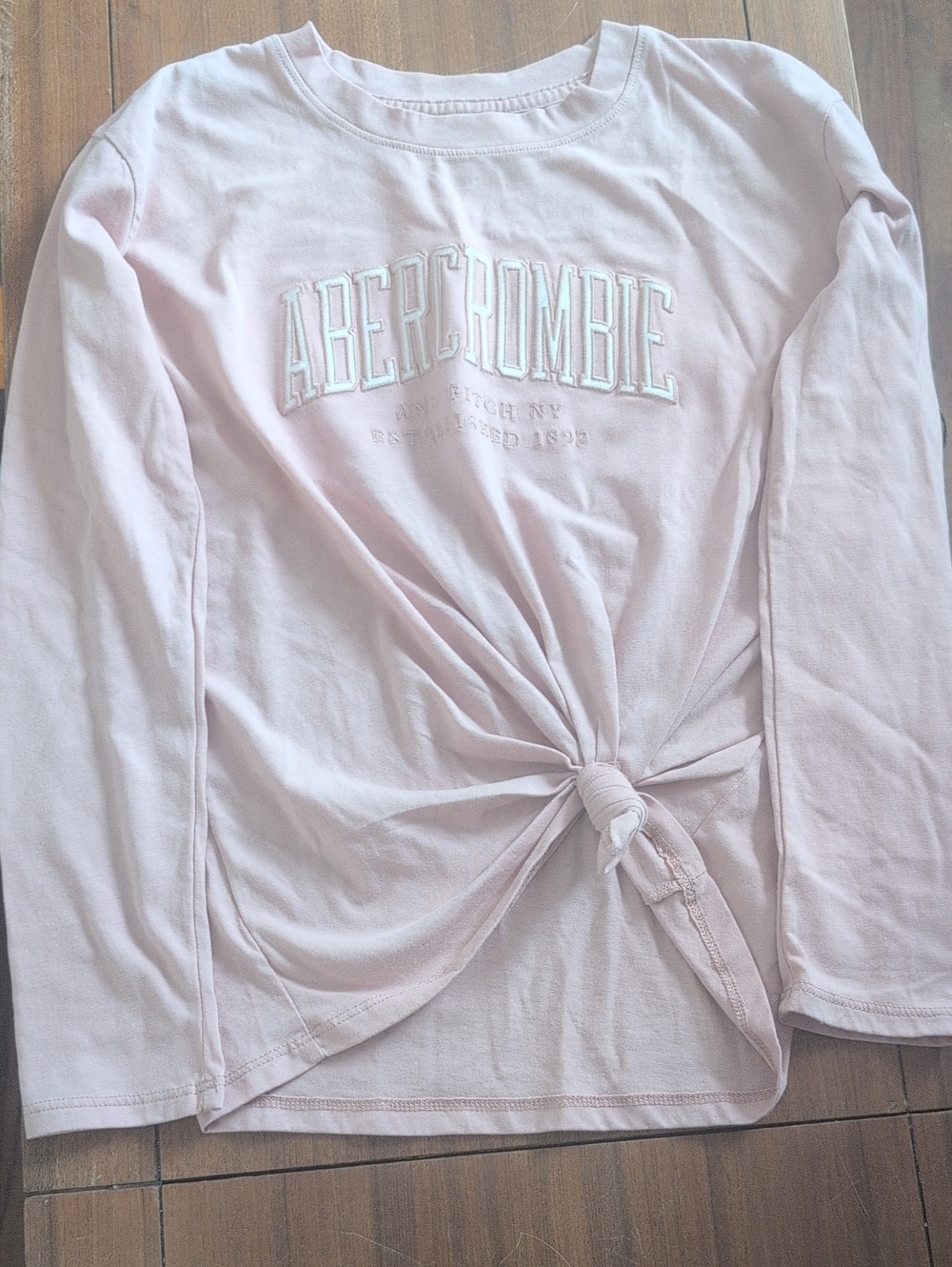 Abercrombie & Fitch Light Pink Long Sleeve Tie-Front Tee